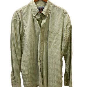 Men’s Arrow button down shirt. Long sleeve. Cotton blend. Green plaid. Size XL